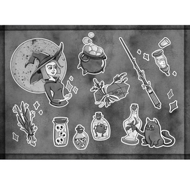 Стикеры Хеллоуин/Самайн (inktober)