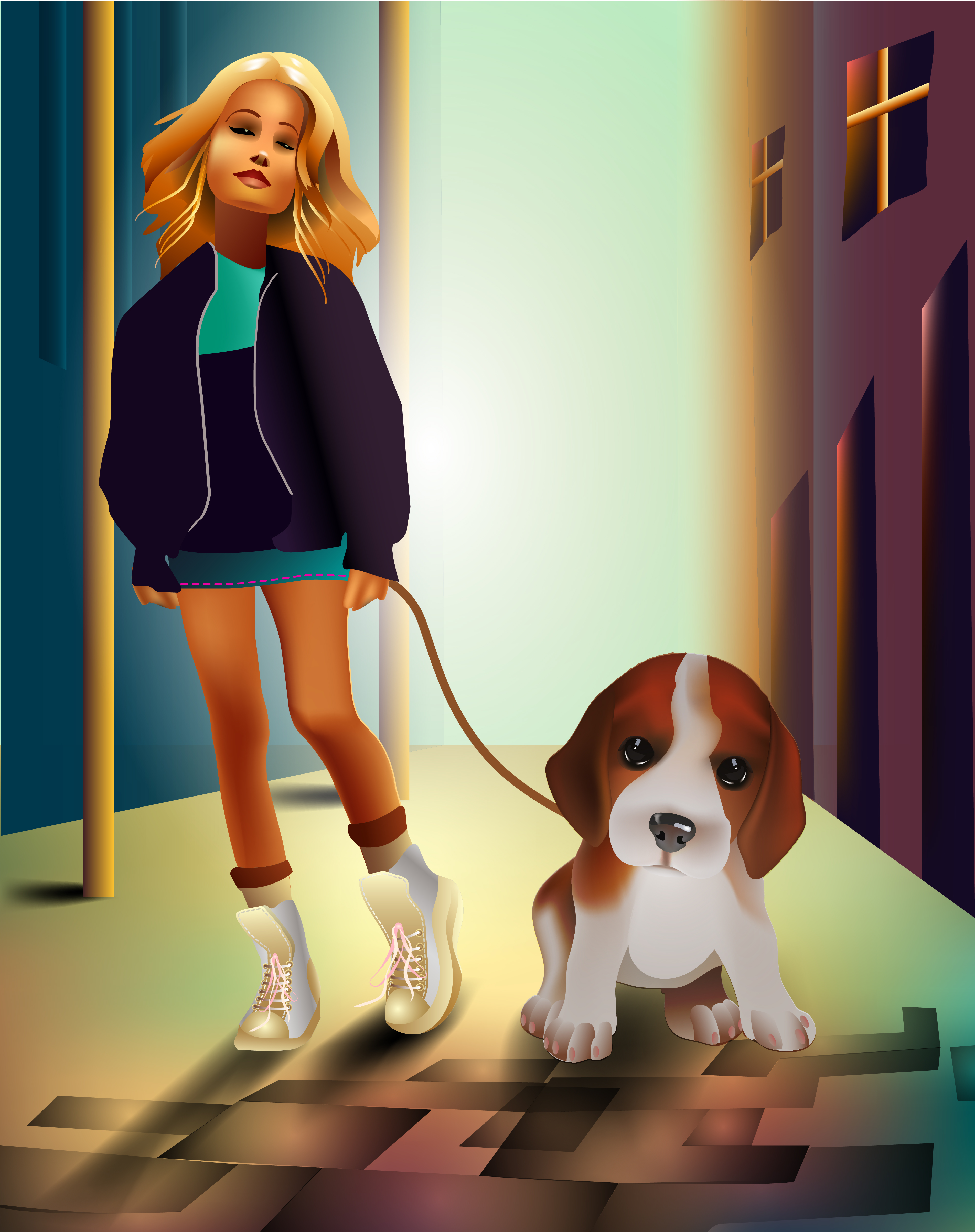 Девочка и щенок