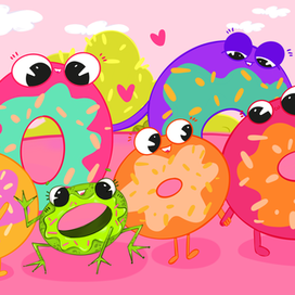 Разворот из детской сказки "Аня и страна пончиков"