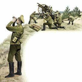 История России. 1917 год. Артиллерийский расчет русской армии во времена Первой мировой войны.