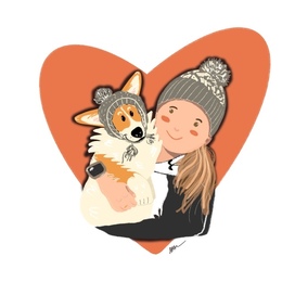 Портрет девушки с корги 