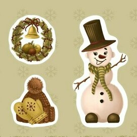 Ретро стикеры новогодние
