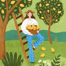 Эдиториал иллюстрация о лете на юге Италии