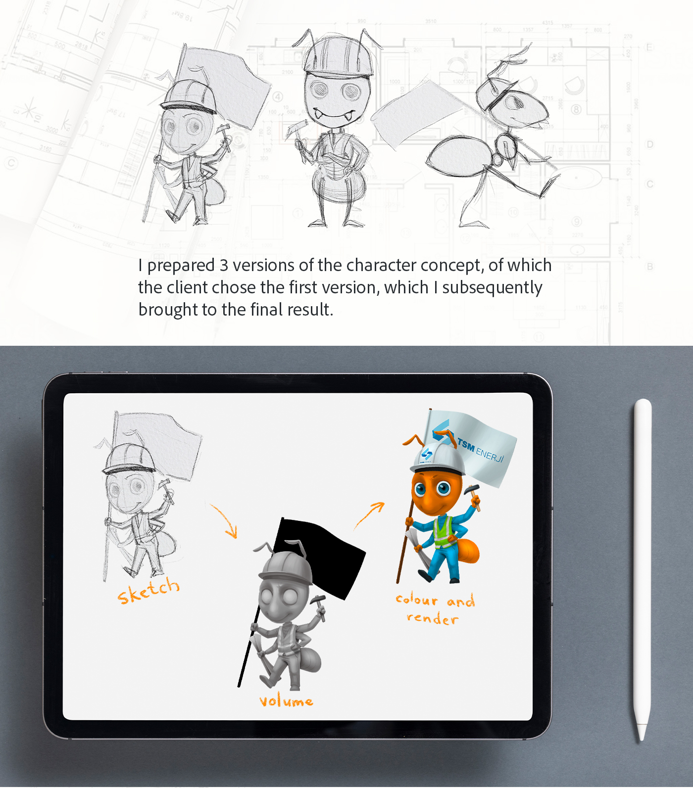 Дизайн персонажа. Муравей-строитель