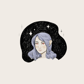 Девочка с фиолетовыми волосами для INKTOBER