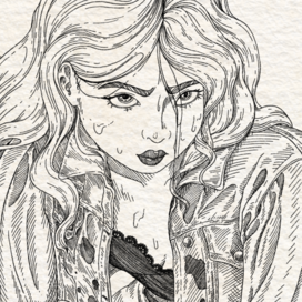 Фрагмент иллюстрации с поскользнувшейся девушкой