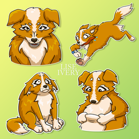Стикер-пак с собачкой Белкой