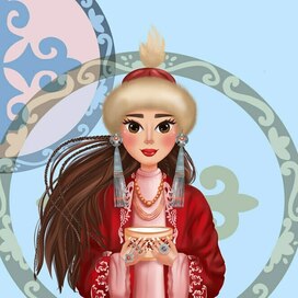 Девушка в кыргызском национальном костюме 