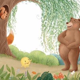 Детская иллюстрация для сказки «Колобок» в стихах