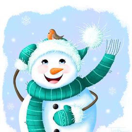Счастливый снеговик