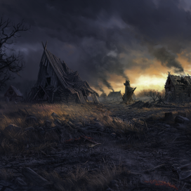 сгоревшая деревня мрачная атмосфера