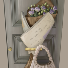 Букет роз и сумочка