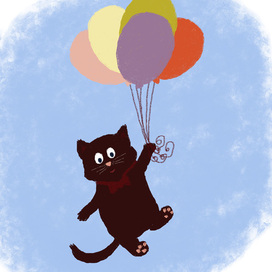 Кот с воздушными шариками