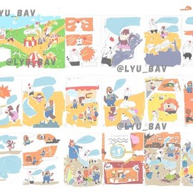 Цветовая раскладка раскадровки комикса