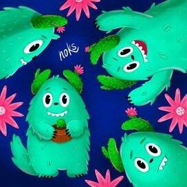 Character design (кактусовый монстрик)