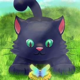 Кот и бабочка