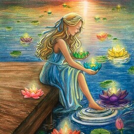 Водные фонарики - иллюстрация для колоды карт МАК