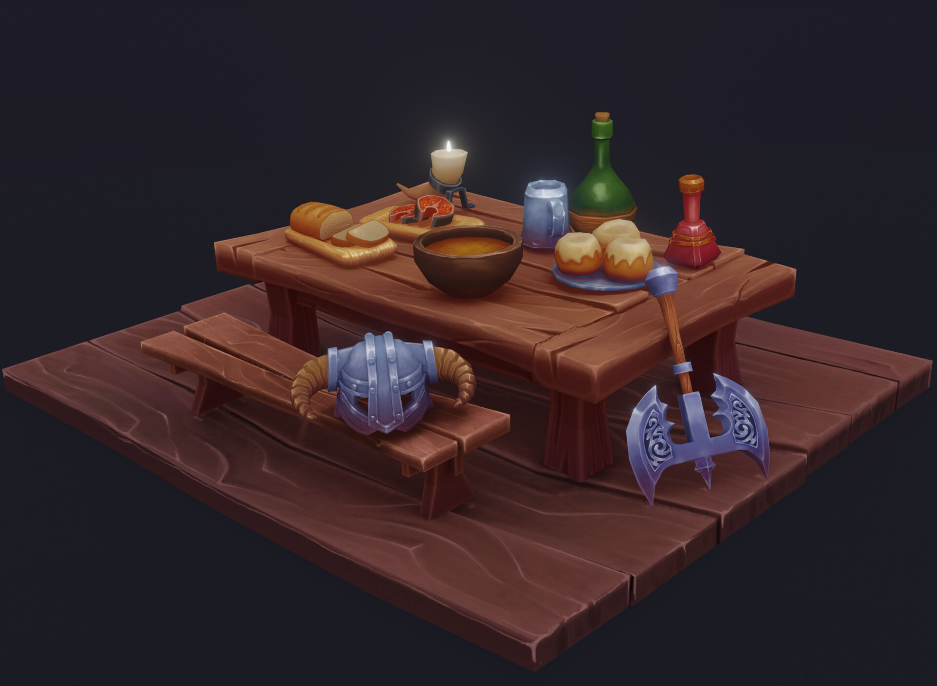 3D сцена в стиле handpainted textures