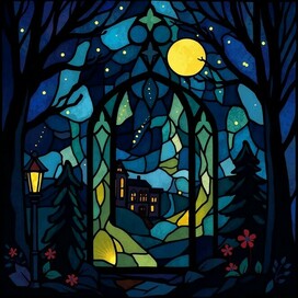 Ночь в стиле витраж