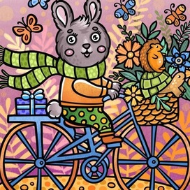 Заяц на велосипеде 