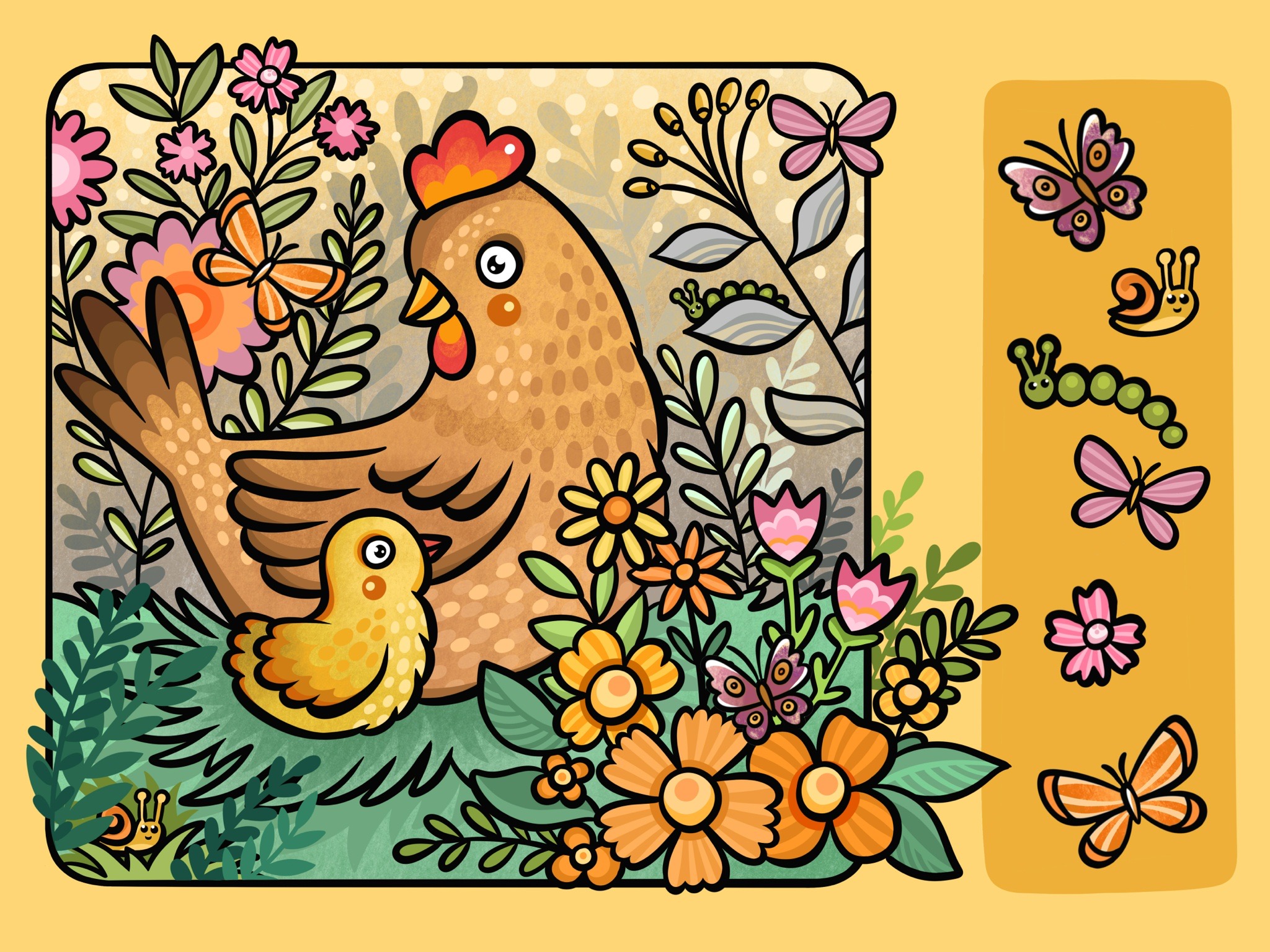 Курочка с цыплёнком