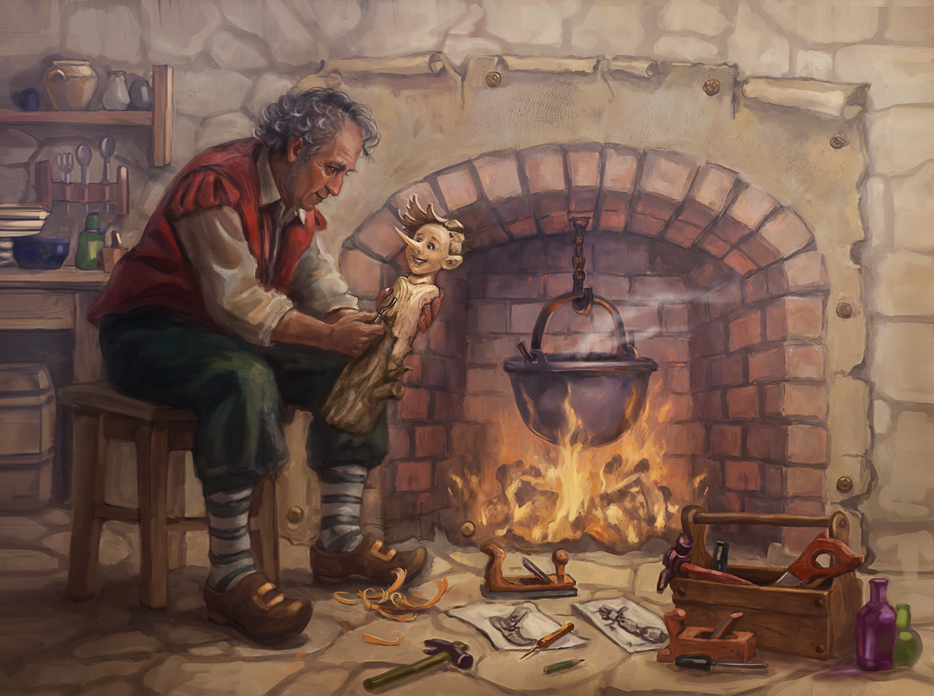 Папа Карло и Буратино