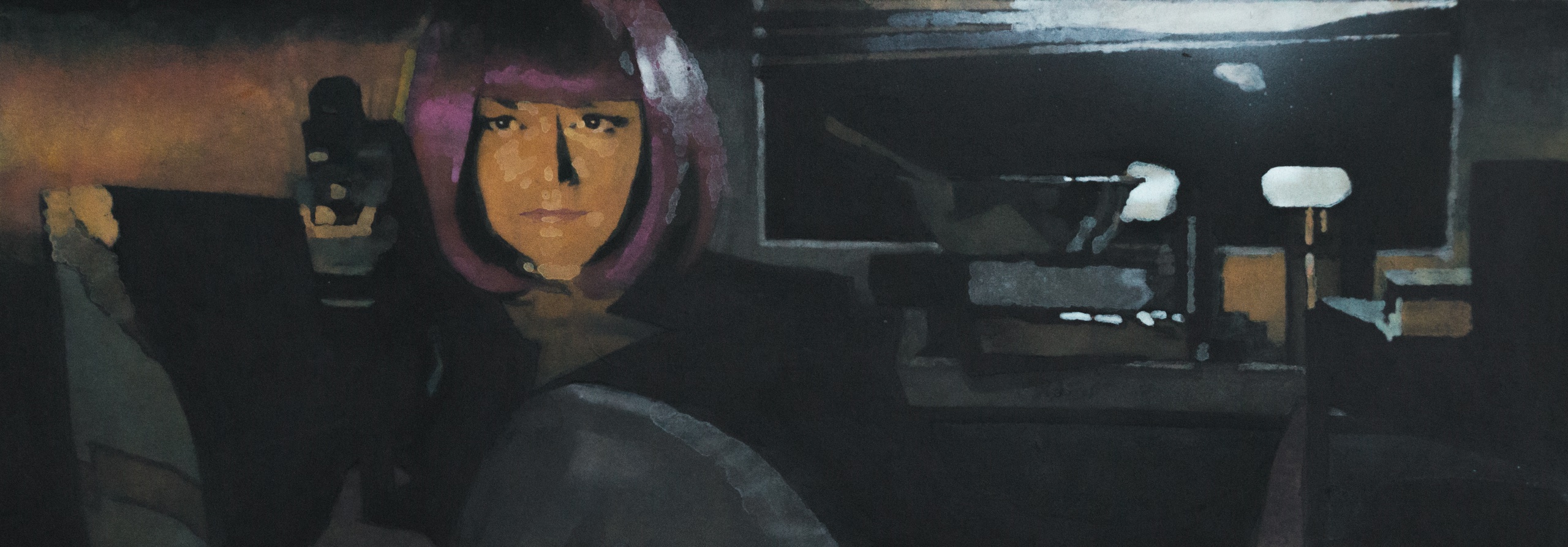 Роковая женщина с розовыми волосами