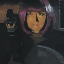 Роковая женщина с розовыми волосами