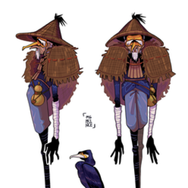 дизайн персонажа рыбака с китайским фольклором