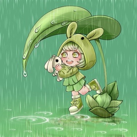 Под проливным дождем