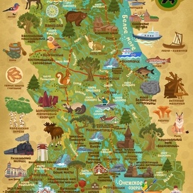 Карта Карелии с достопримечательностями 