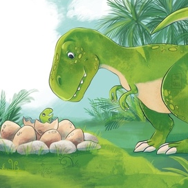 Мама тиранозавр с малышом