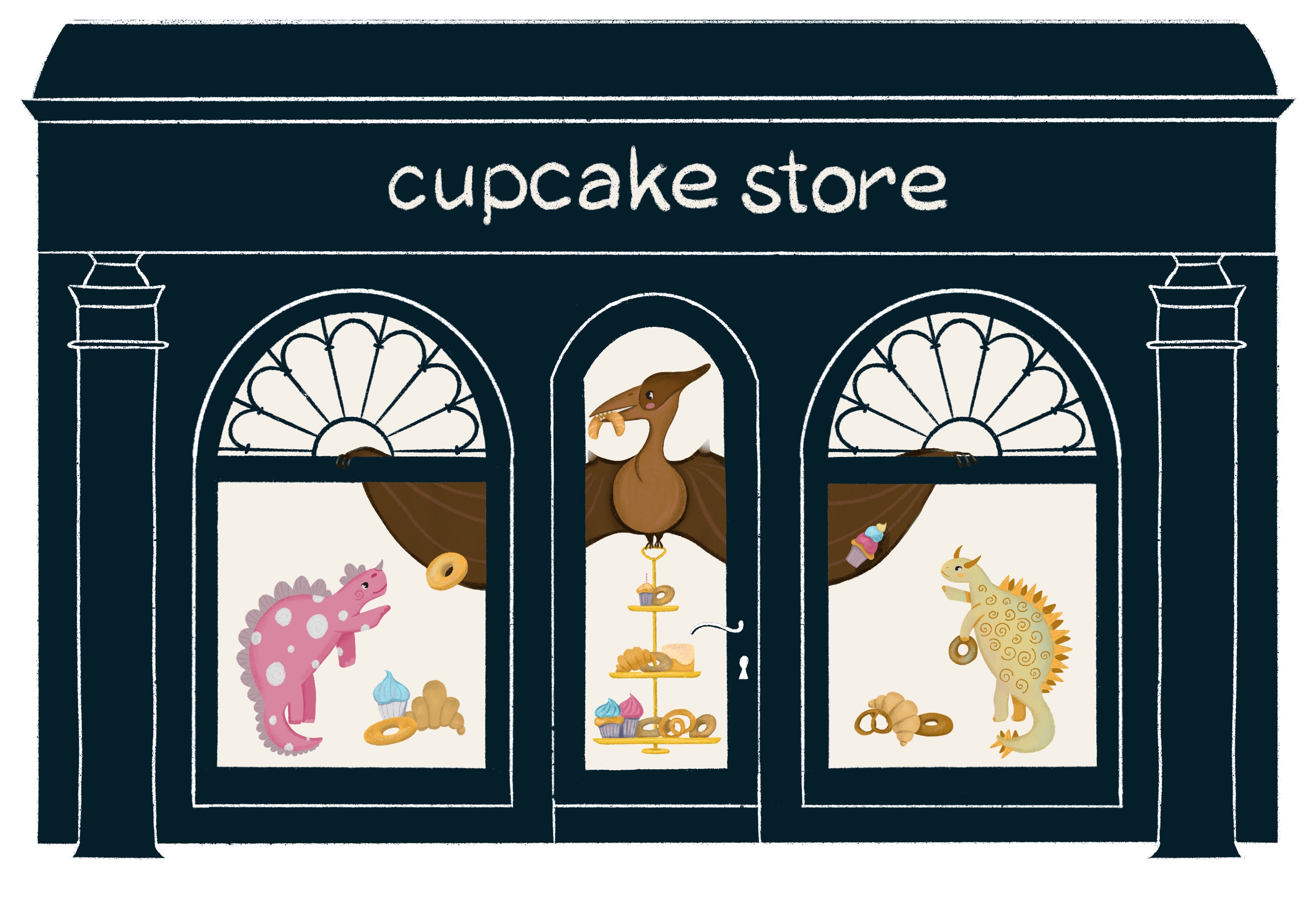 Иллюстрация для витрины кондитерского магазина