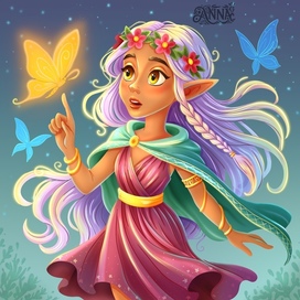 Эльфийка с бабочкой