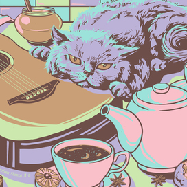 Иллюстрация к песне "Кухонный кот" группы "Блуждающие огни"