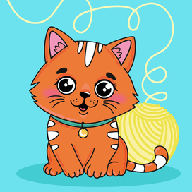 Милый котик. Векторная иллюстрация.