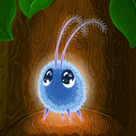 Жучок-светлячок на веточке дерева Серия "Тайны ночного леса"