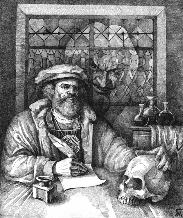 Иллюстрация Фауст в стиле графика | Illustrators.ru