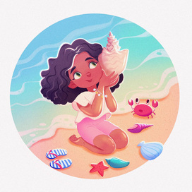 Собирает ракушки