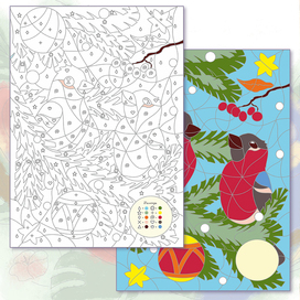 Новогодняя раскраска, векторная графика