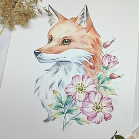 Осенняя лисичка с шиповником