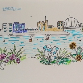 Вид на город с высоты божьей коровки