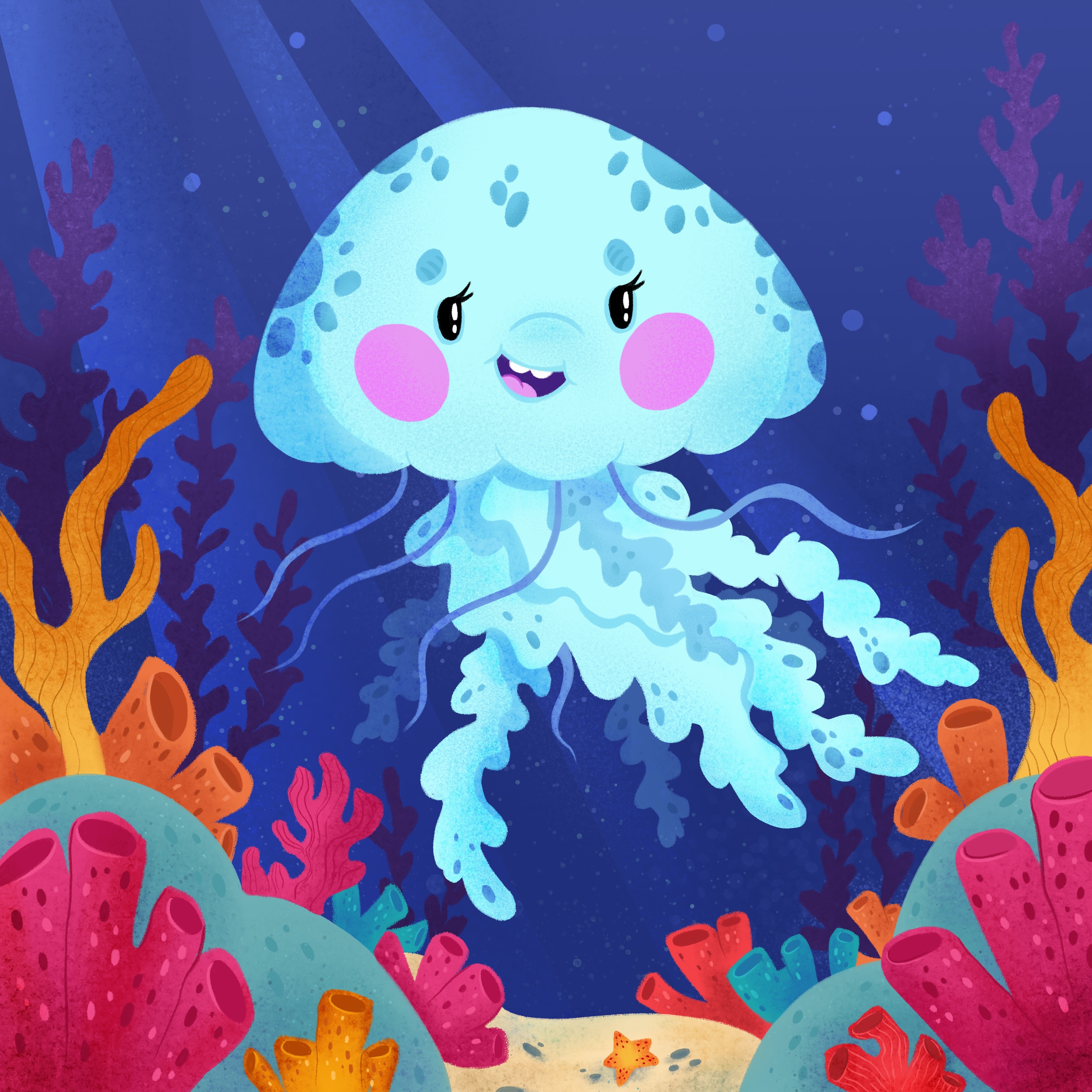 Иллюстрация из серии "Подводные друзья" Медуза