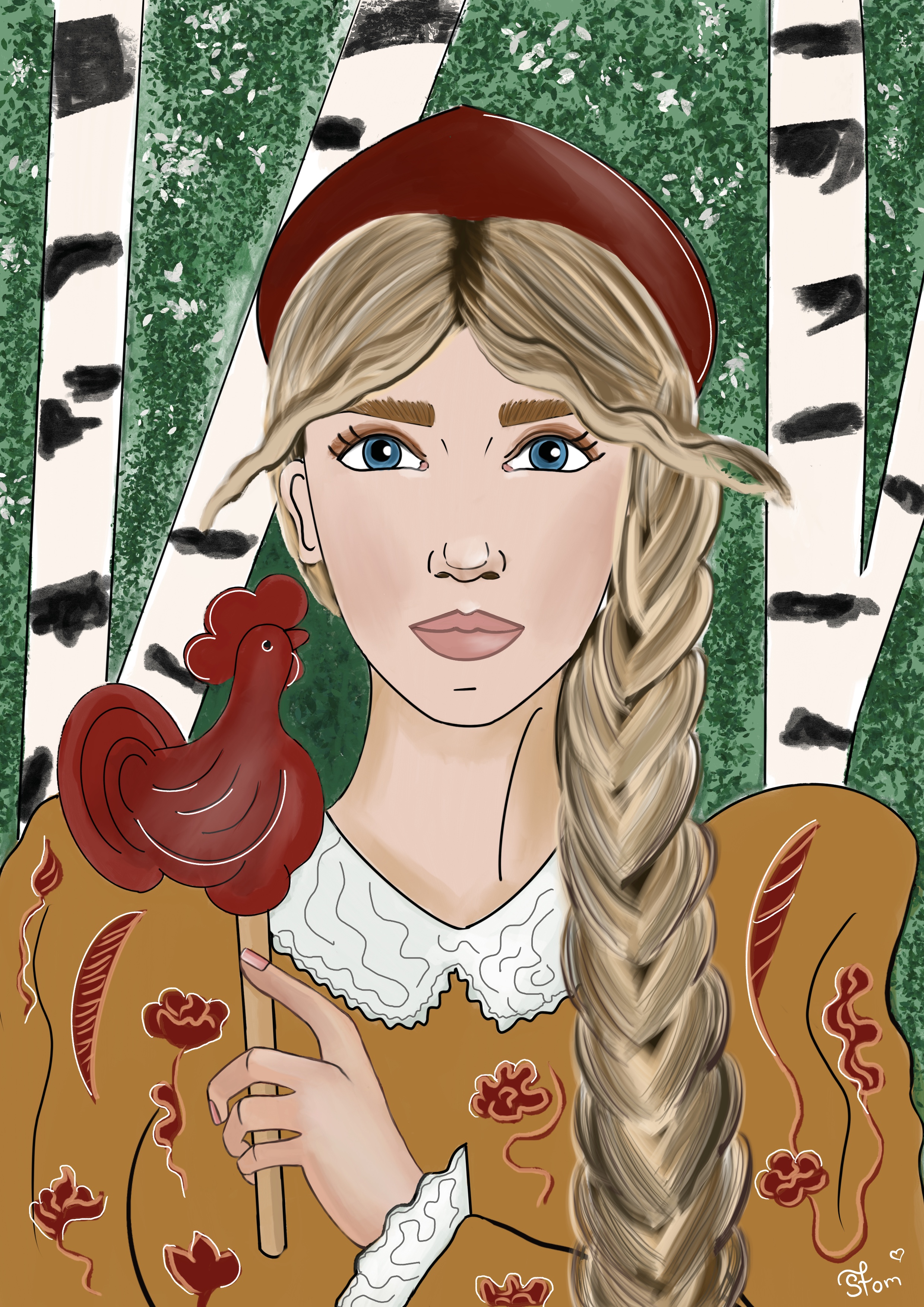 Девушка и петушок