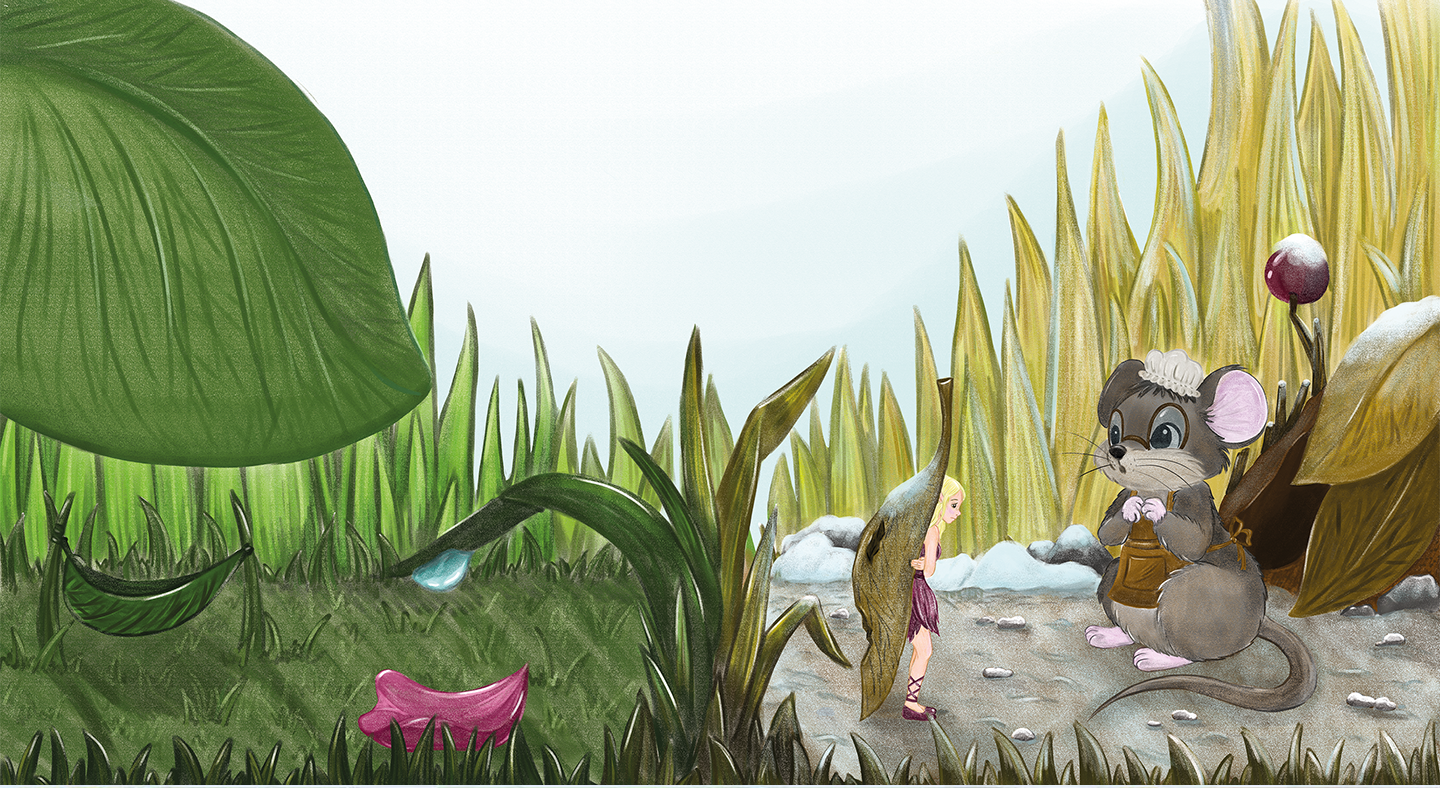 Книжный разворот к сказке "Дюймовочка"