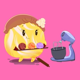 MochiPo Бренд-персонаж mochi с попкорном