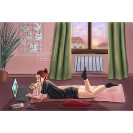 Лайфстайл-иллюстрация "Вечер субботы"