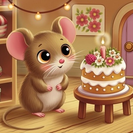 Мышонок с тортом 