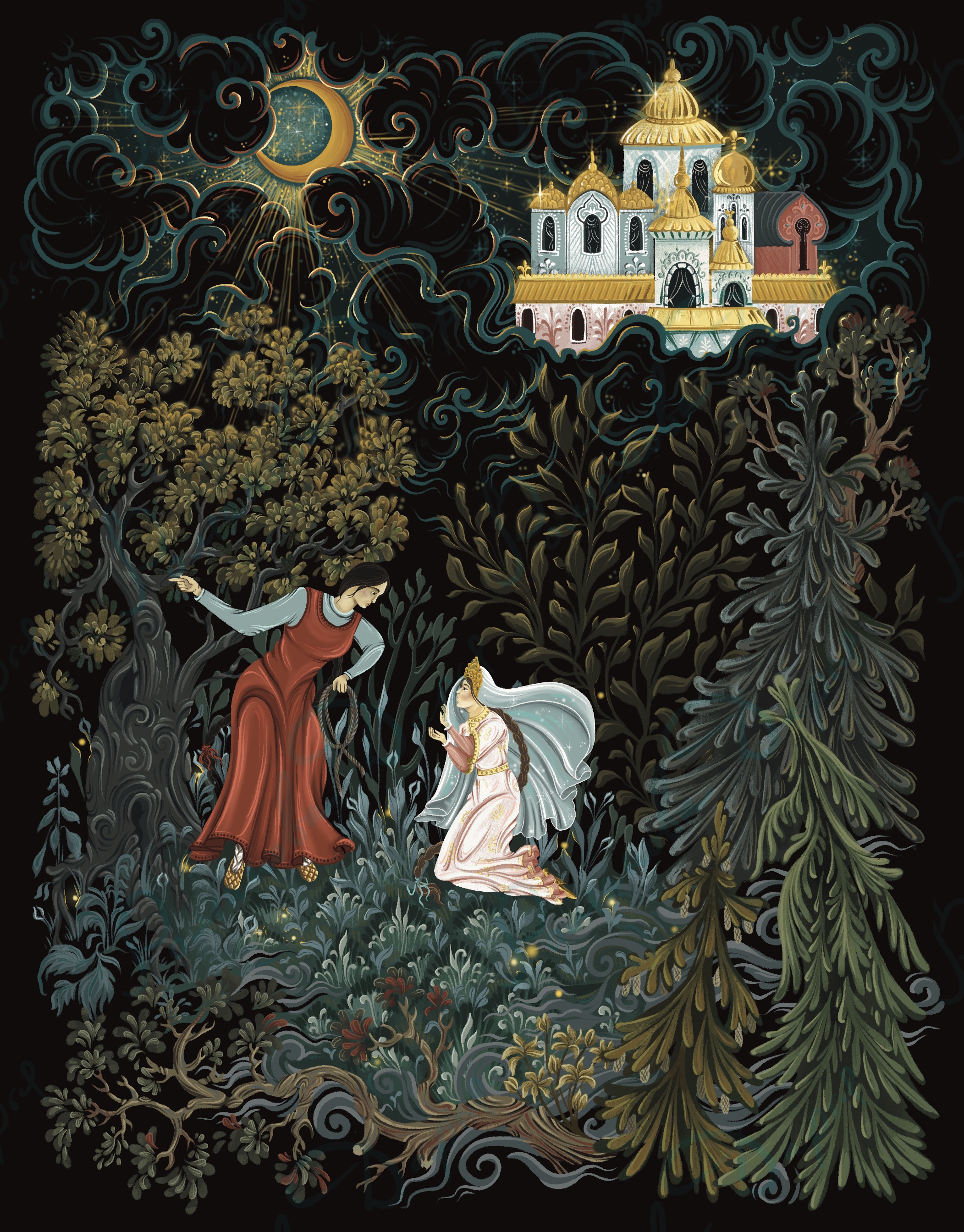 Сказка о мертвой царевне и о семи богатырях» в стиле палех