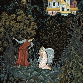 Сказка о мертвой царевне и о семи богатырях» в стиле палех